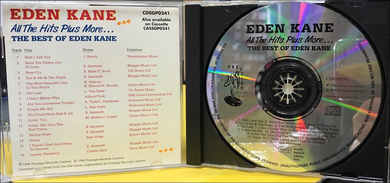 Eden Kane(에덴 케인) -  All The Hits Plus More  The Best OF Eden Kane(UK발매)