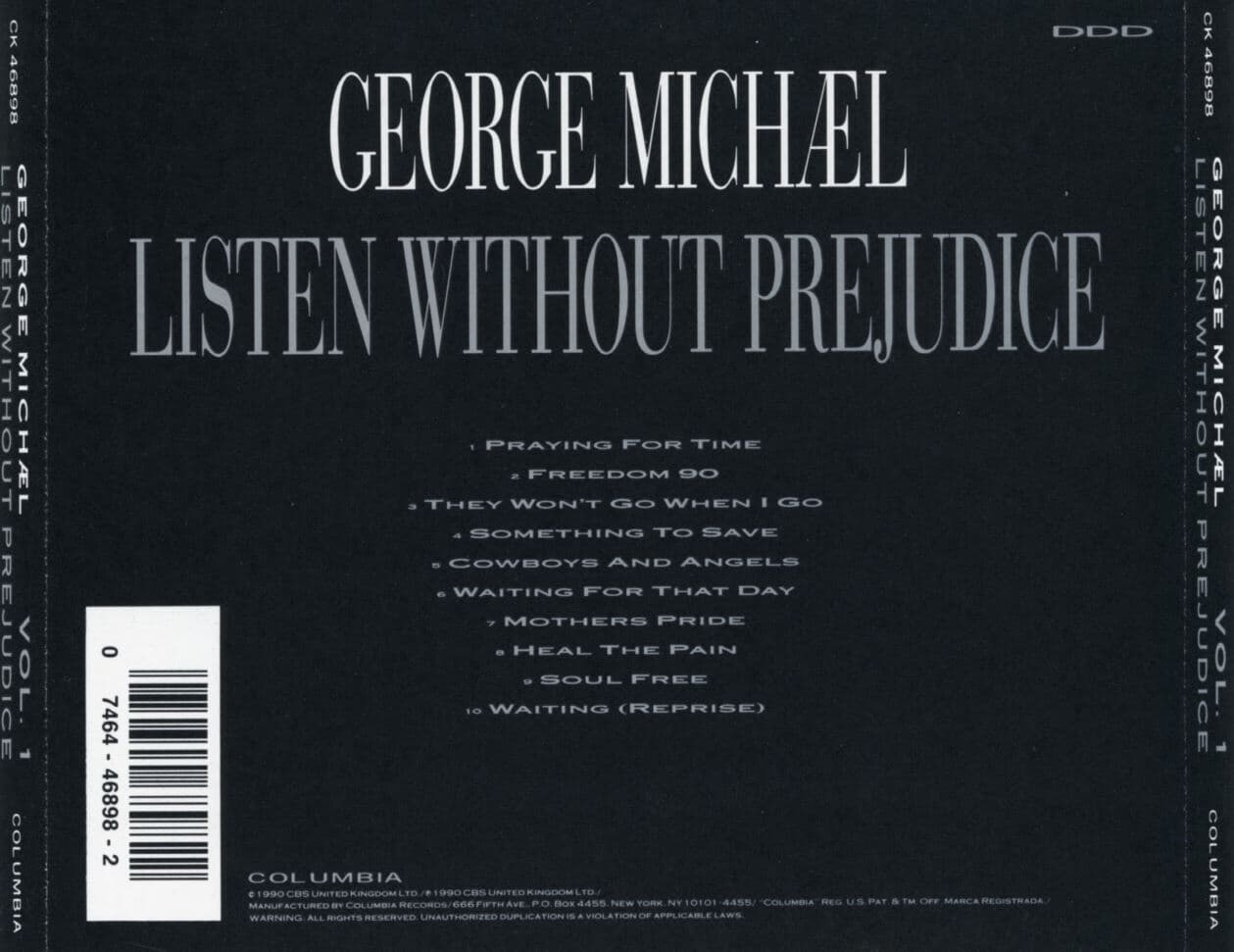 조지 마이클 - George Michael - Listen Without Prejudice Vol.1 [U.S발매]