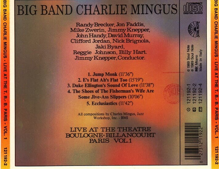 [수입] Big Band Charlie Mingus - Live At The Theatre Boulogne-Billancourt Paris Vol. 1