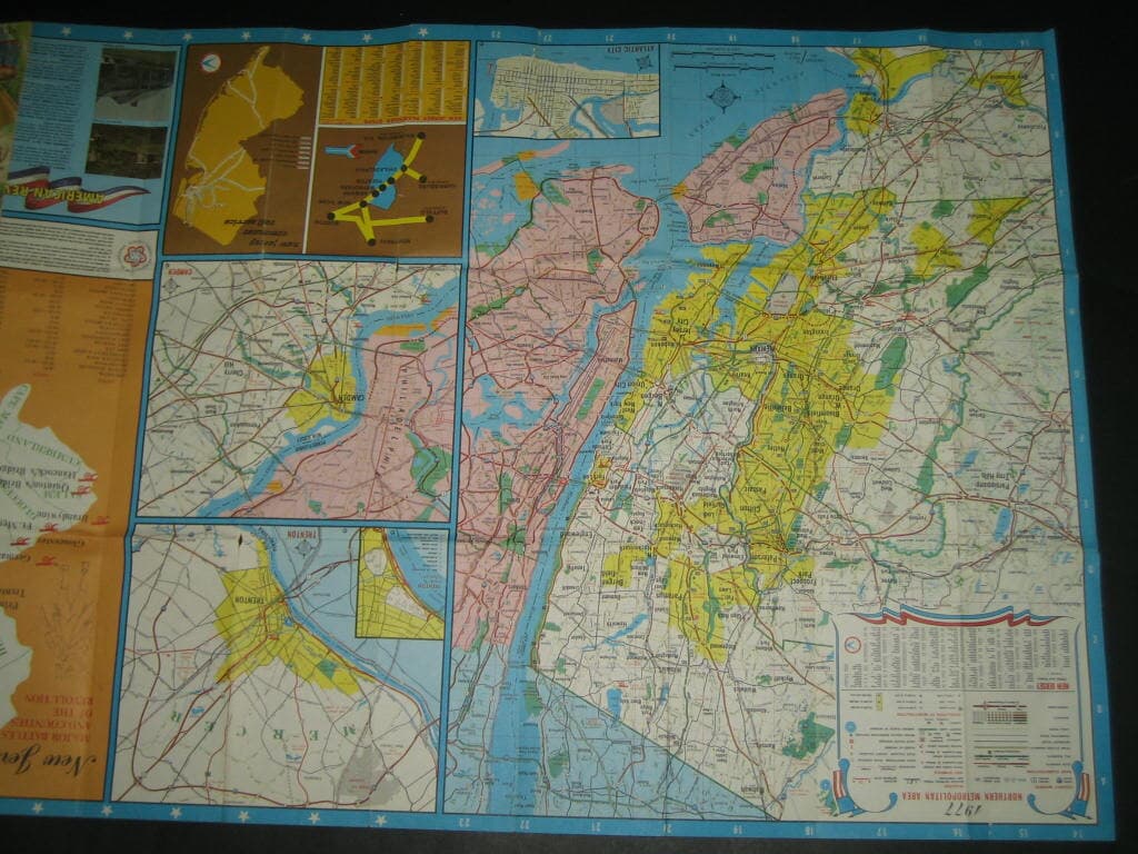 1977 Bicentennial NEW JERSEY Official State Highway Map Atlantic City Morristown