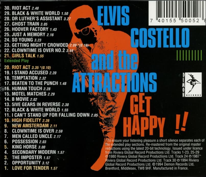 엘비스 코스텔로 앤 디 어트랙션스 (Elvis Costello & The Attractions) -  Get Happy!!(UK발매