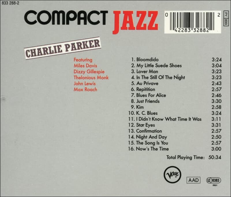 찰리 파커 (Charlie Parker) - Compact Jazz  (US발매)