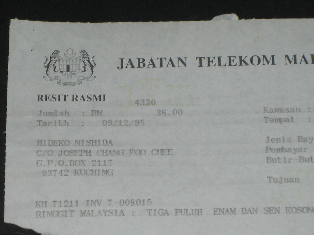 JABATAN TELEKOM MALAYSIA RESIT RASMI hideko nishida 말레이시아 통신회사 관련