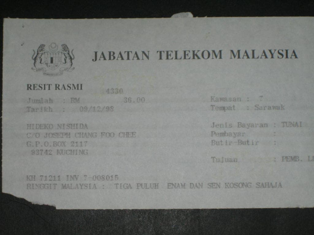 JABATAN TELEKOM MALAYSIA RESIT RASMI hideko nishida 말레이시아 통신회사 관련