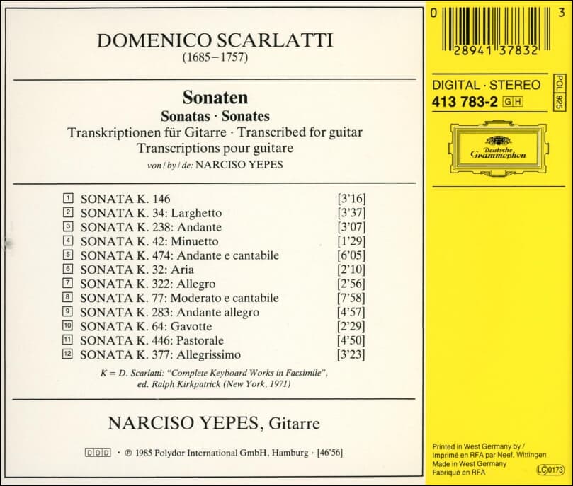 예페스 (Narciso Yepes) /스카를라티(Domenico Scarlatti)