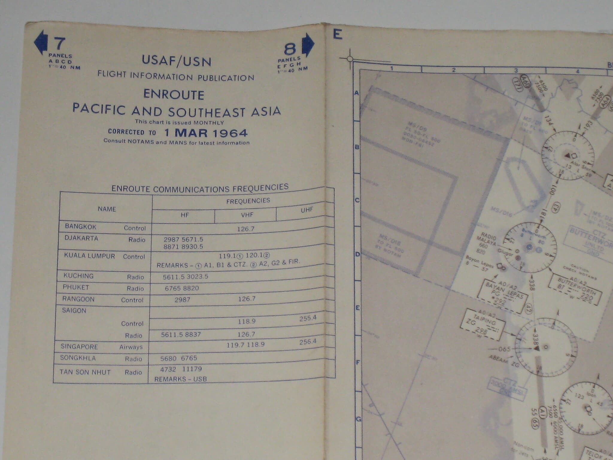 usaf/usn flght information publication FACIFIC AND SOUTHEAST ASIA 미국해군 항로챠트,,,1964년 ,,, 8.7 태평양 동남아시아 항공도 항공지도