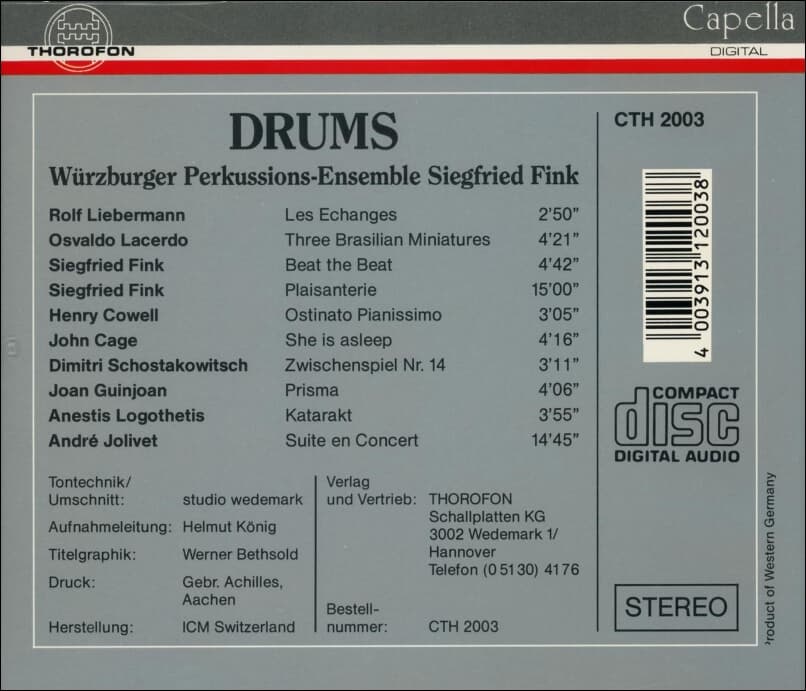 Drums - 지그프리드 핑크 (Siegfried Fink) (독일발매)