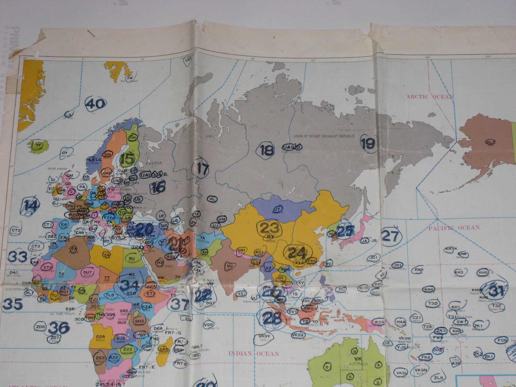 the map of the world for amateur radio YAESU the radio 아마추어 라디오 세계 지도