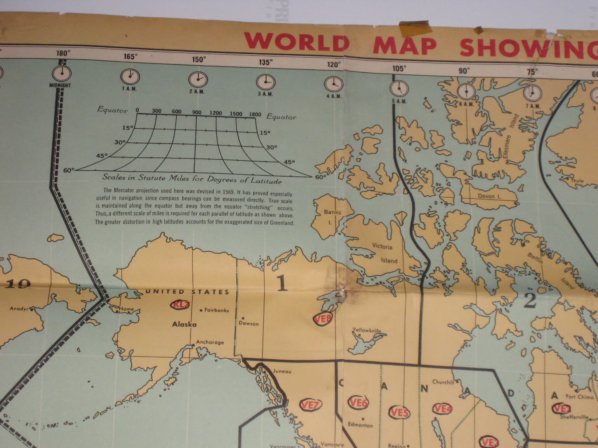 World Map Showing Intertional Radio Amateur Prefixes 국제 라디오 아마추어 접두사를 보여주는 세계지도