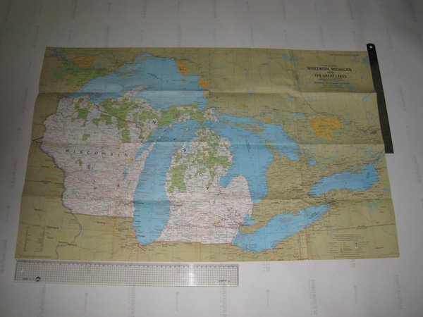 wisconsin michigan and the great lakes National Geographic map 미시간호 영문지도 land between the waters 