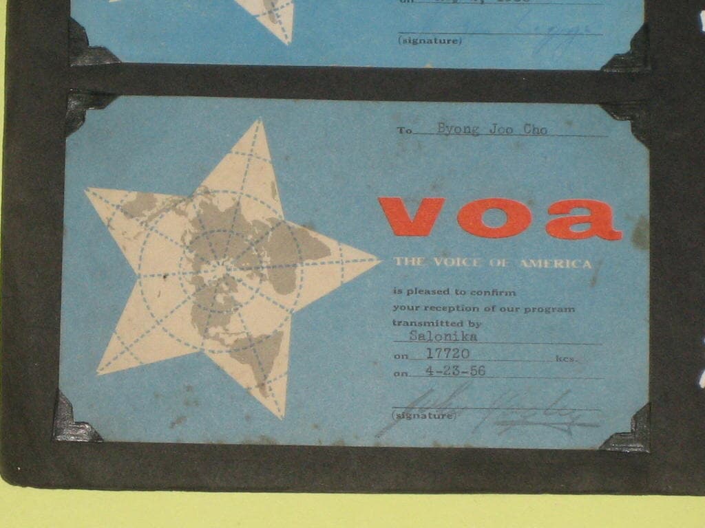 VOA - Voice of America QSL Card 미국의 소리 라디오 네트워크 HLKA KBS 한국방송공사