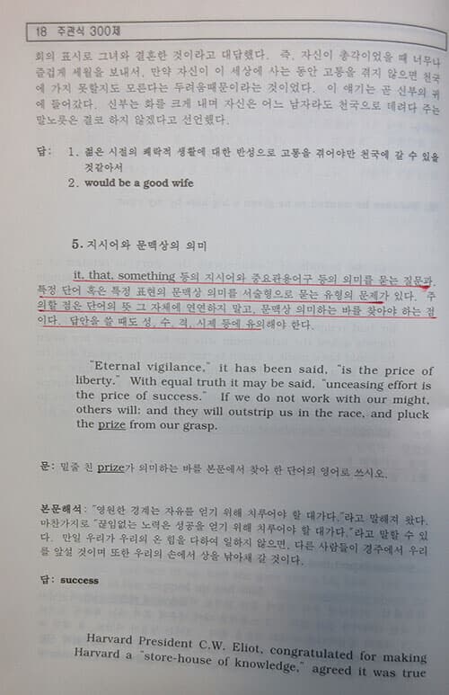 (1995년 대입본고사 영어 대비) 대학영어 교양영어 분석 주관식 300제 