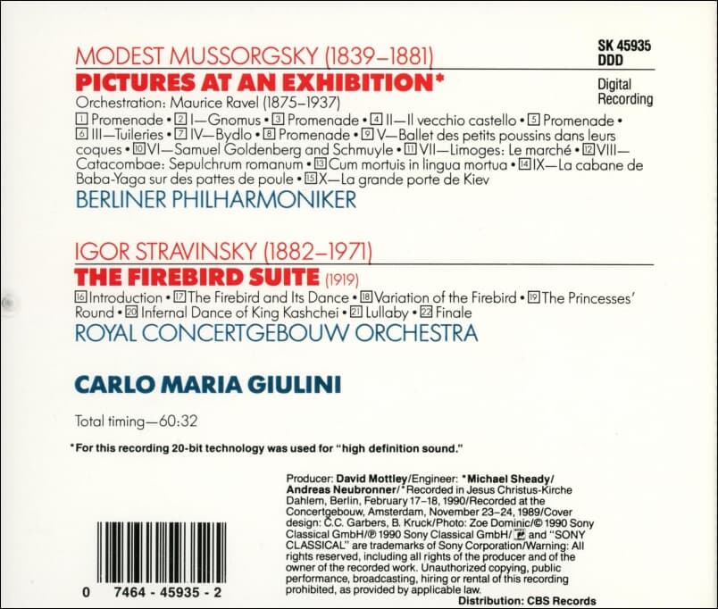 Mussorgsky : Pictures At An Exhibition / The Firebird - 줄리니 (Carlo Maria Giulini)
