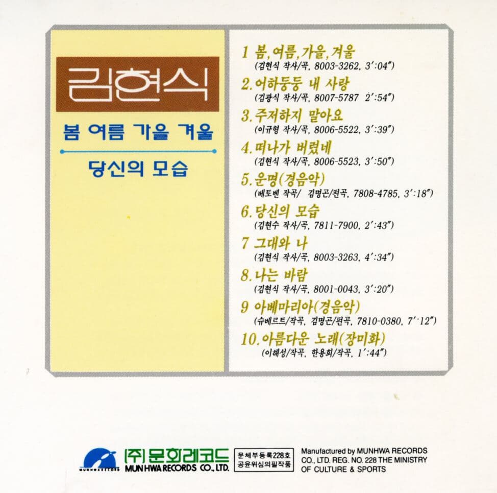 김현식 - 1집 김현식 새노래 [문화발매재반CD]