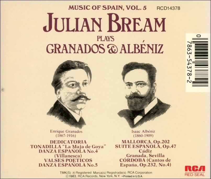 브림 (Julian Bream) : Plays Granados & Albeniz - Music Of Spain Vol. 5 (US발매)