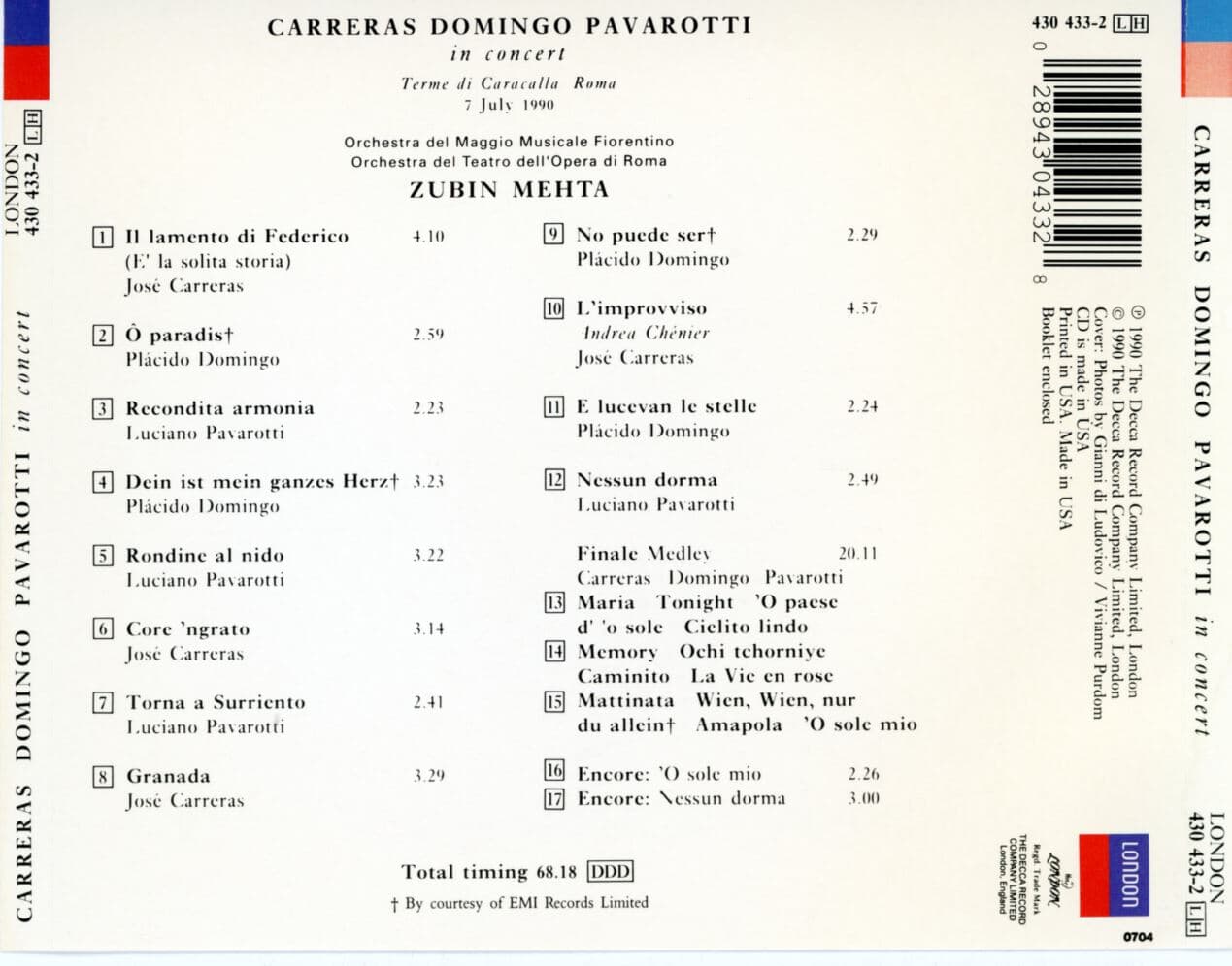 주빈 메타,파바로티 - Zubin Mehta,Pavarotti - In Concert [U.S발매]