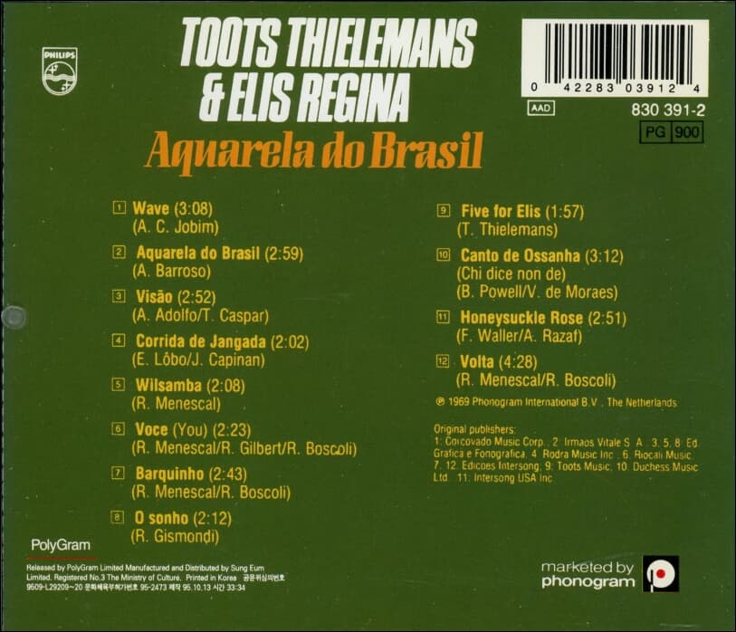 엘리스 헤지나 (Elis Regina), 투츠 틸레망 (Toots Thielemans) - Aquarela Do Brasil