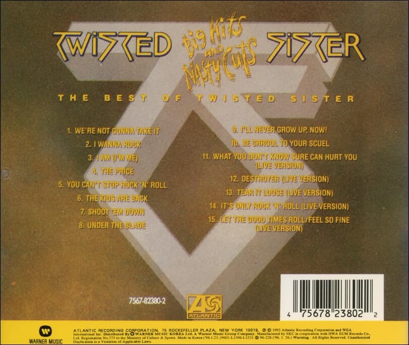 트위스티드 시스터 (Twisted Sister) - Big Hits And Nasty Cuts  The Best Of Twisted Sister