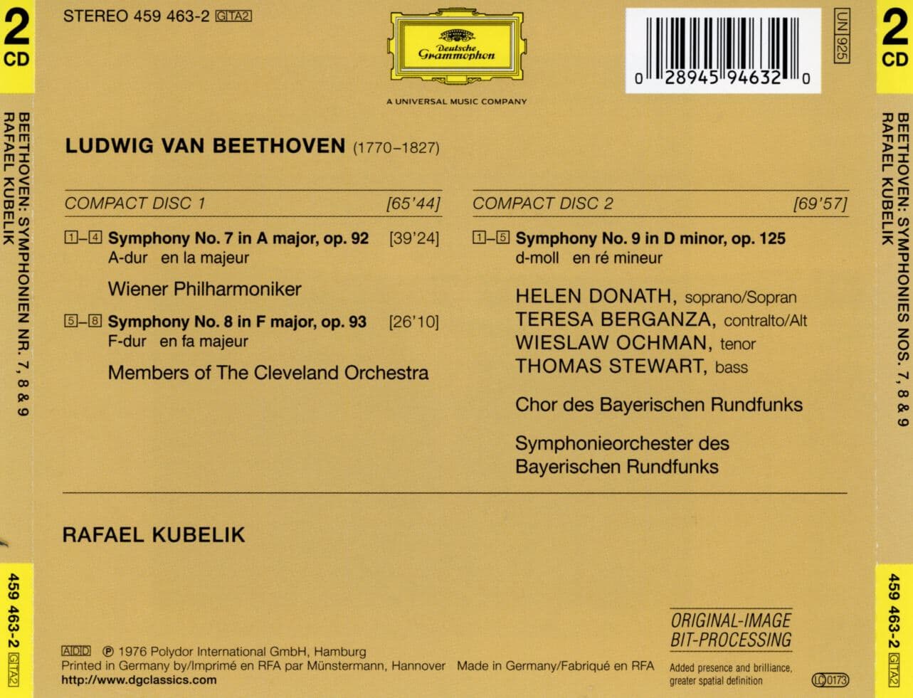라파엘 쿠벨릭 - Rafael Kubelik - Beethoven Symphonies Nos.7,8,9 2Cds [독일발매]