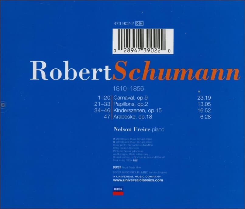 Schumann : 카니발, 어린이 정경외 - 프레이레 (Nelson Freire)(독일발매)
