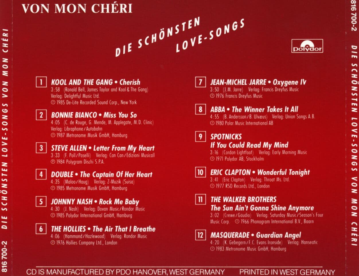 Von Mon Cheri - Die Schonsten Love Songs [V.A] [독일반]