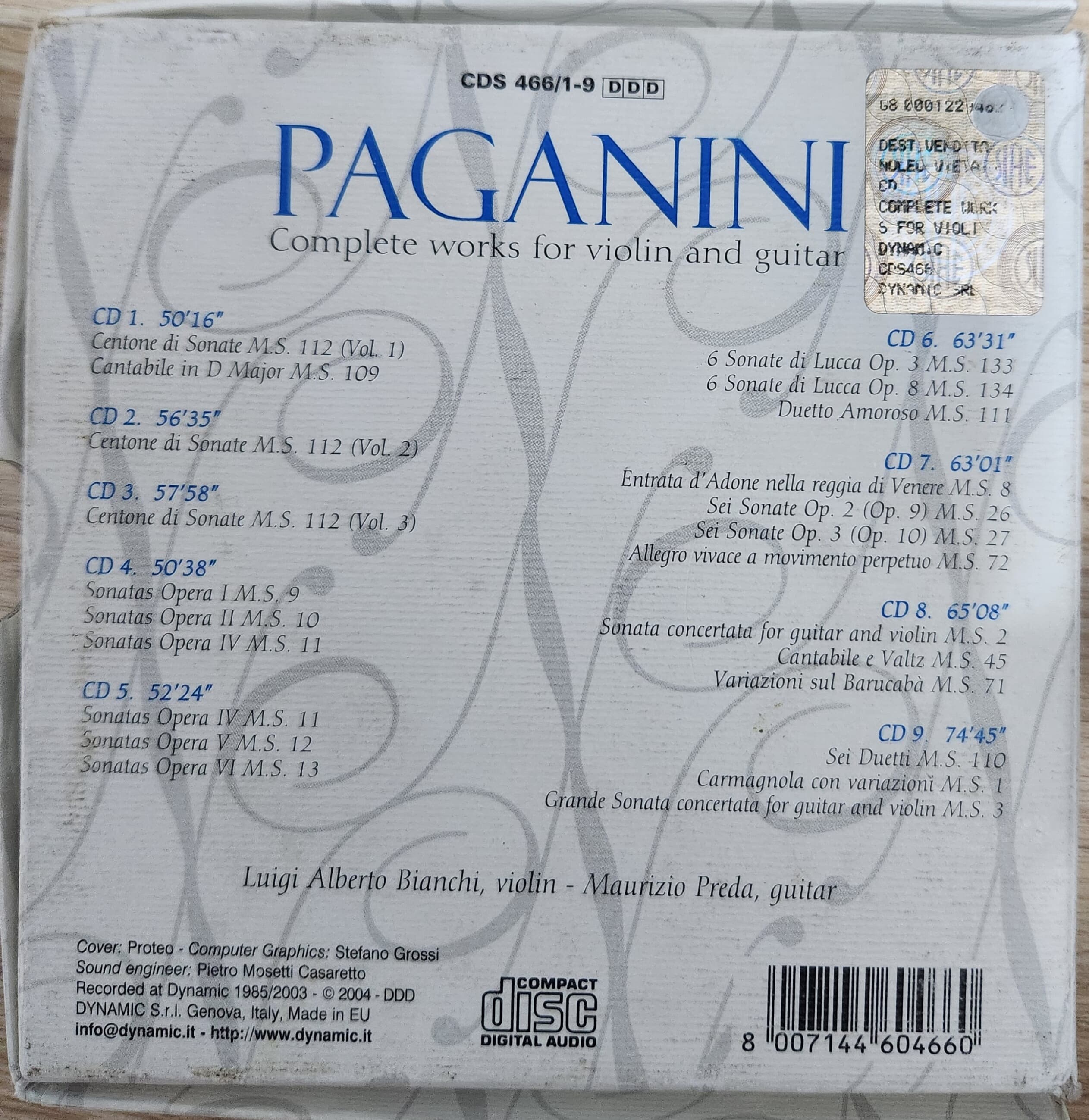 NICOLO PAGANINI complete works for violin and guitar [9CD Boxset]