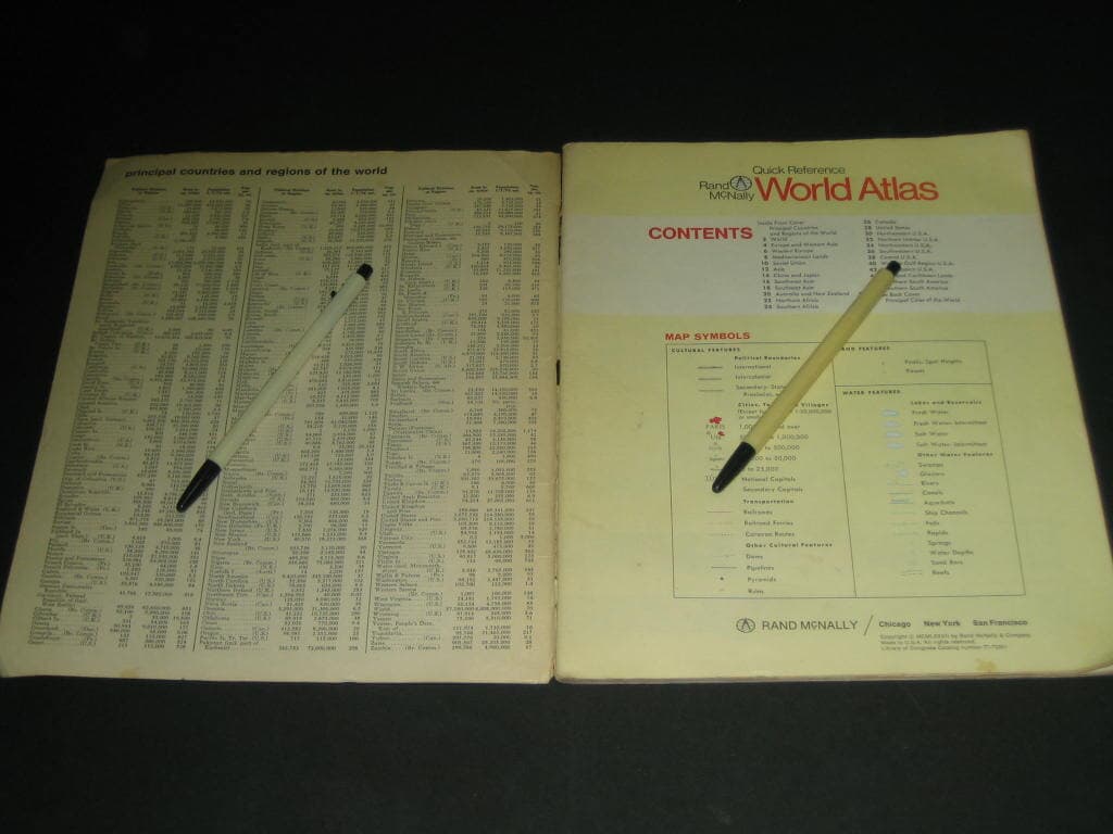 Quick Reference World Atlas Rand Mcnally  랜드 맥널리 세계지도 세계의 주요 국가 및 지역 / Rand McNally Vintage Reference Books
