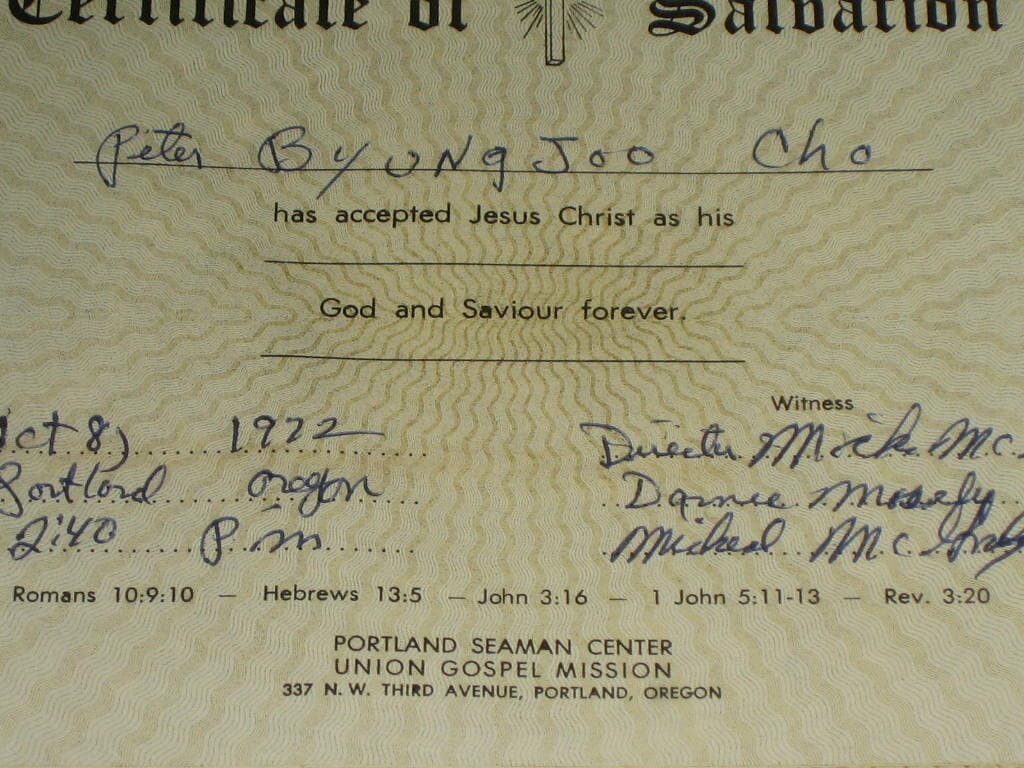 certificate of salvation