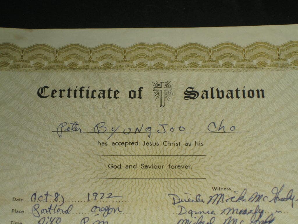 certificate of salvation