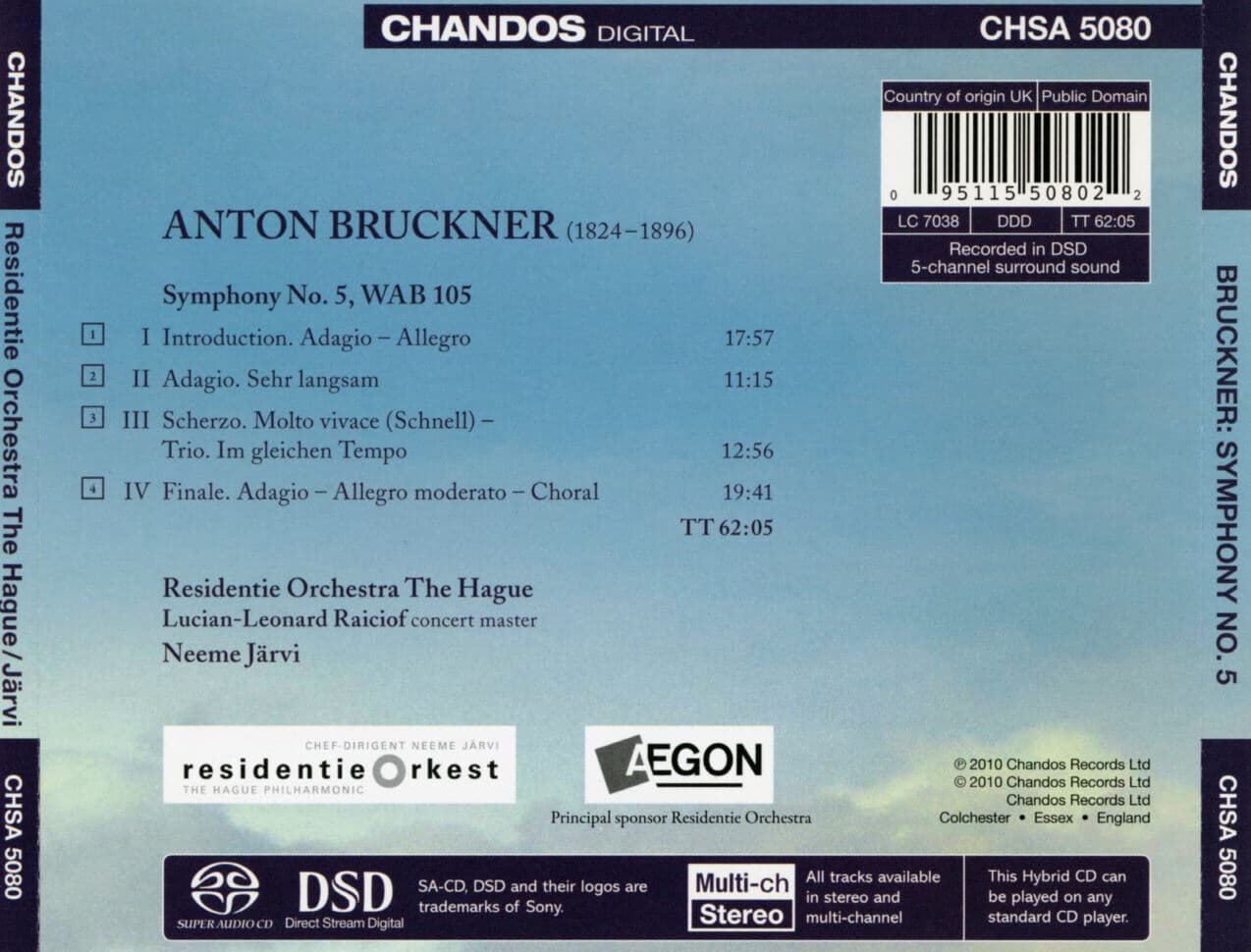 네메 예르비 - Neeme Jarvi - Bruckner Symphony No.5 [SACD] [E.U발매]