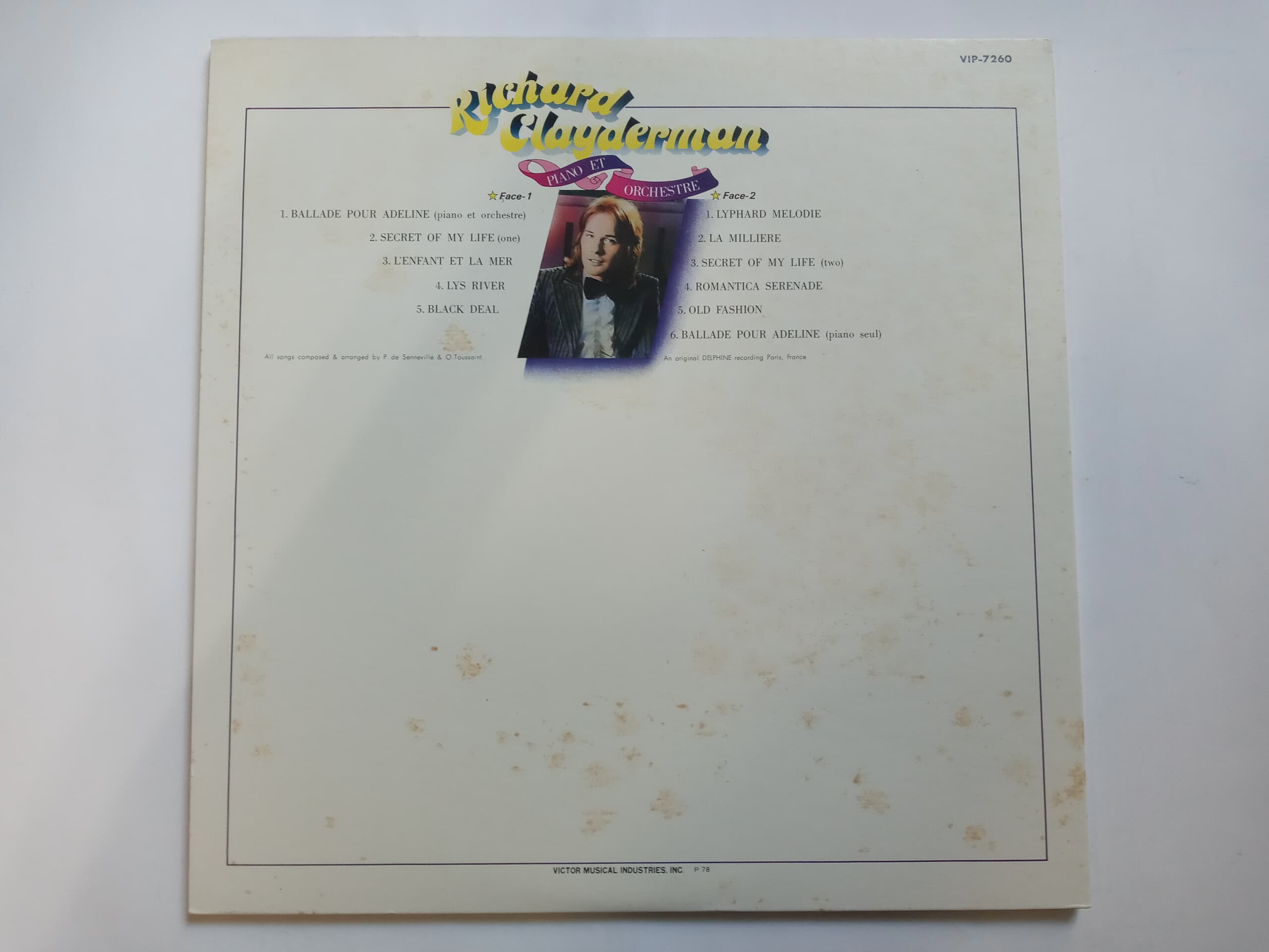 LP(수입) 리처드 클레이더만 Richard Clayderman : Piano Et Orchestre 