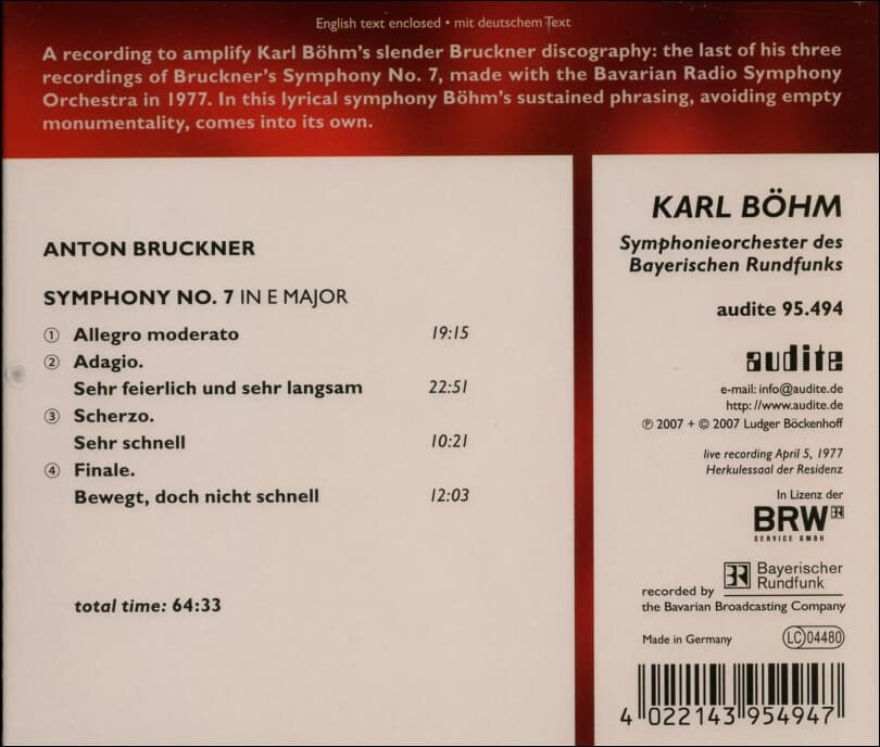 브루크너 (Anton Bruckner) : Symphony No. 8 - 칼 뵘 (Karl Bohm) (독일발매)