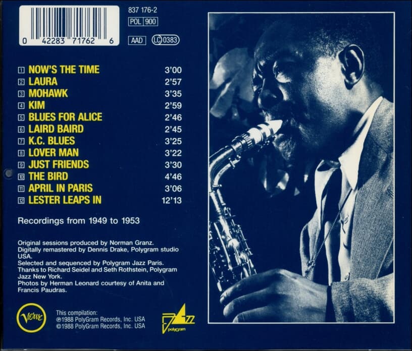 찰리 파커 (Charlie Parker) - Bird:The Original Recordings Of Charlie Parker(US발매)