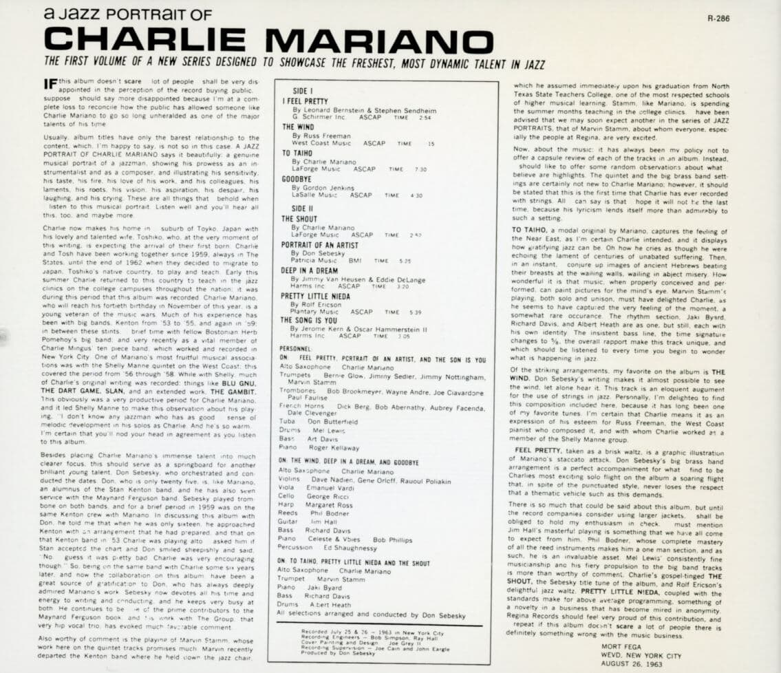 찰리 마리아노 - Charlie Mariano - A Jazz Portrait Of Charlie Mariano [일본발매]
