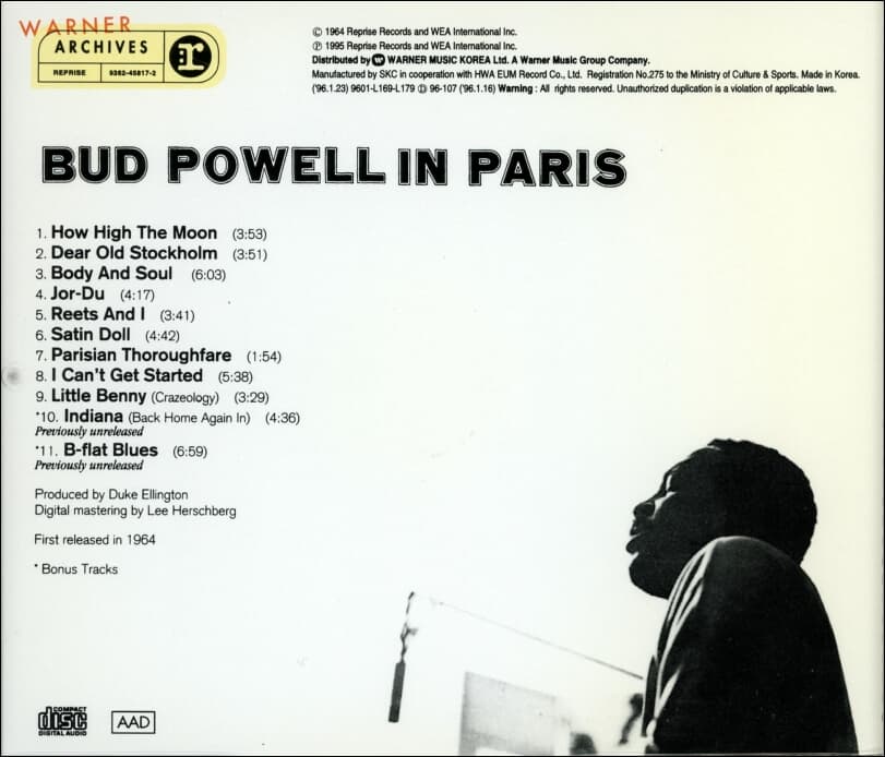 버드 파웰 (Bud Powell) - Bud Powell In Paris