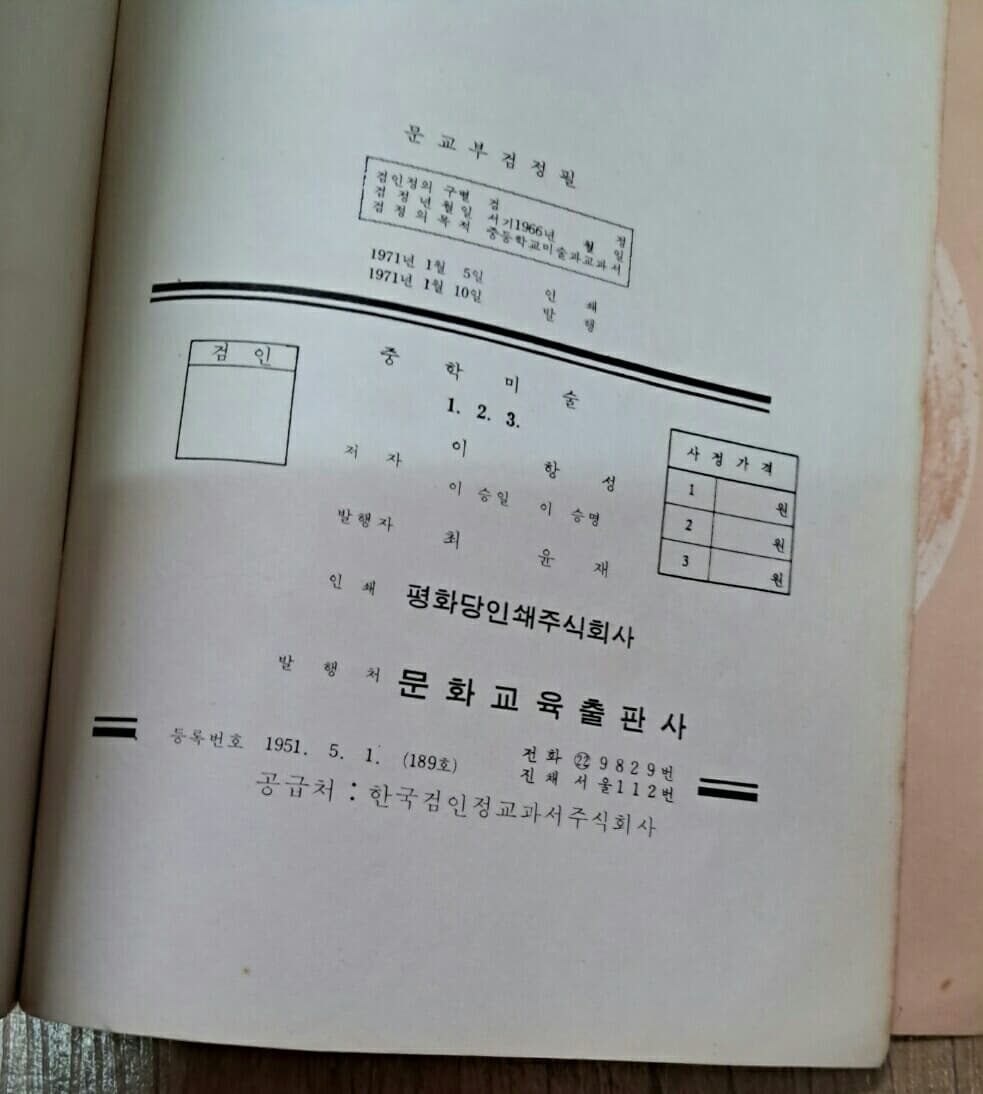 중학미술 교과서1.2.3학년총3권(이항성) 문화교육.1971년.1973년