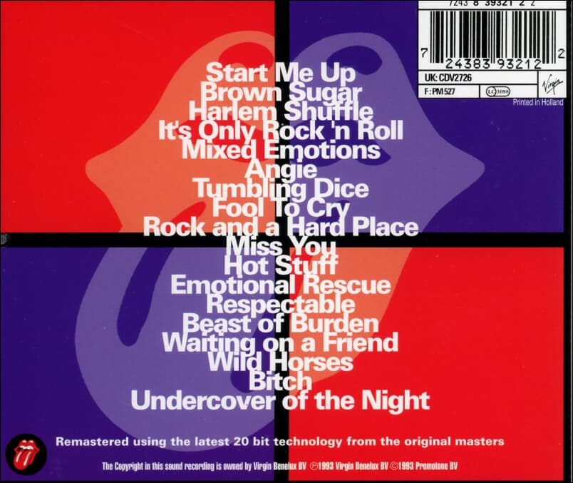 롤링 스톤스 (The Rolling Stones) -  Jump Back(유럽발매) (20Bit) 