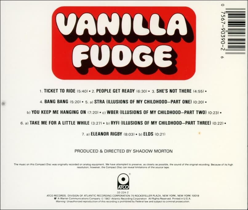 바닐라 퍼지 (Vanilla Fudge) -  Vanilla Fudge(US발매)