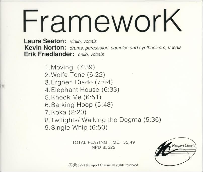 Framework - Kevin Norton, Laura Seaton, Erik Friedlander(US발매)