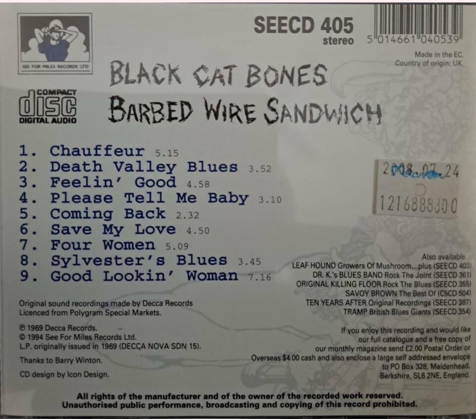 Black Cat Bones - Barbed Wire Sandwich 