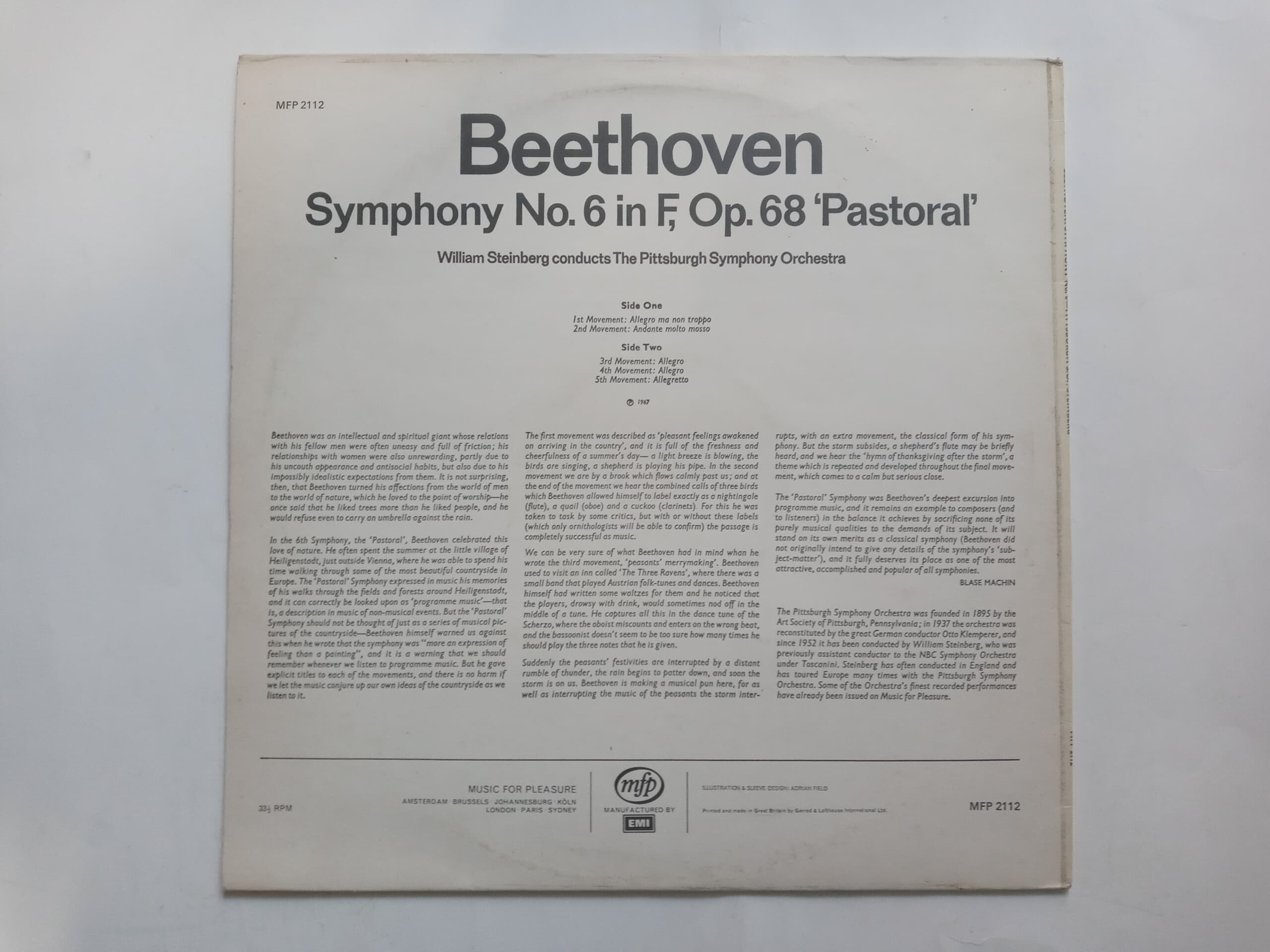 LP(수입) 베토벤: 교향곡 6번 전원 - 윌리엄 스타인버그/피츠버그 심포니 오케스트라