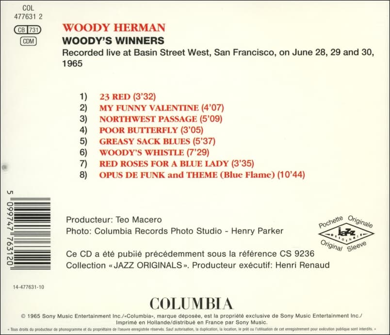 우디 허먼 (Woody Herman) - Woody's Winners(유럽발매)