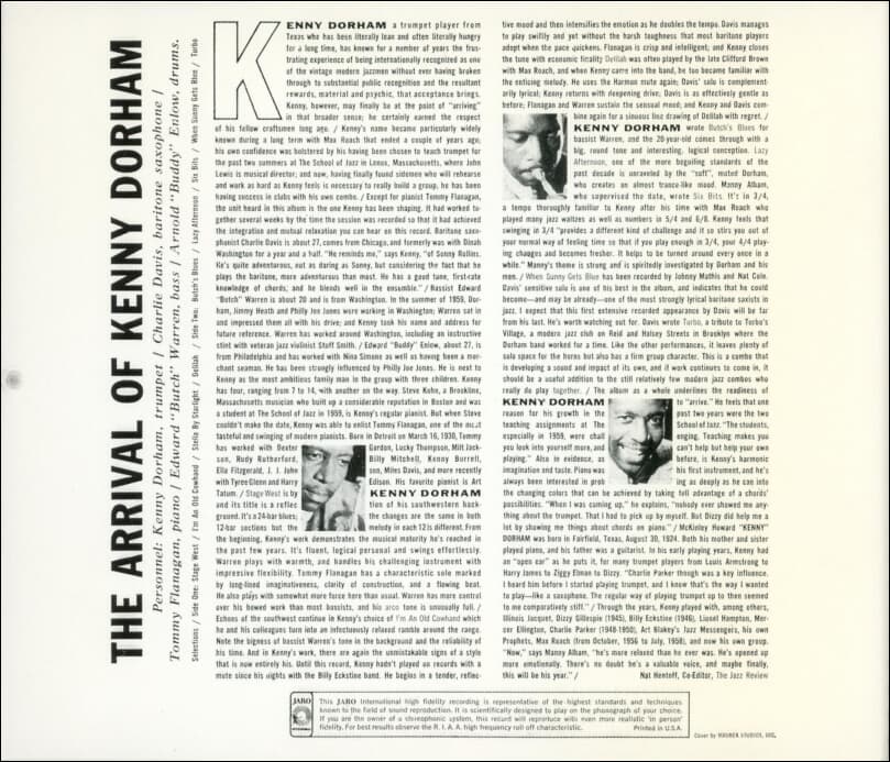 케니 도햄 (Kenny Dorham) - The Arrival Of Kenny Dorham(일본발매)