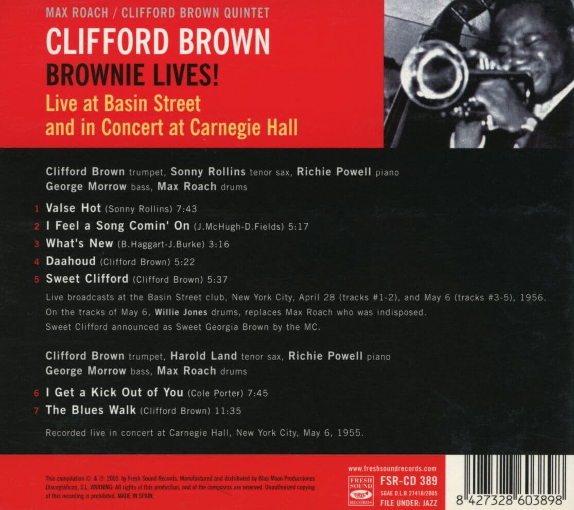 맥스 로치,클리포드 브라운 - Max Roach,Clifford Brown Quintet - Brownie Lives! [디지팩] [스페인발매]