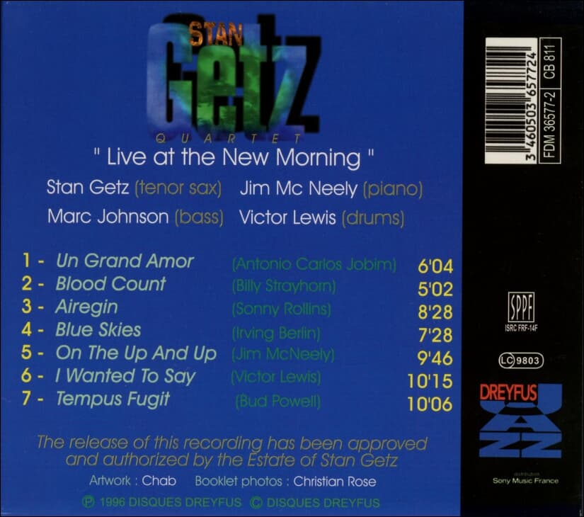 Stan Getz Quartet(스탄 겟츠 쿼텟) - Live In Paris (France 발매)