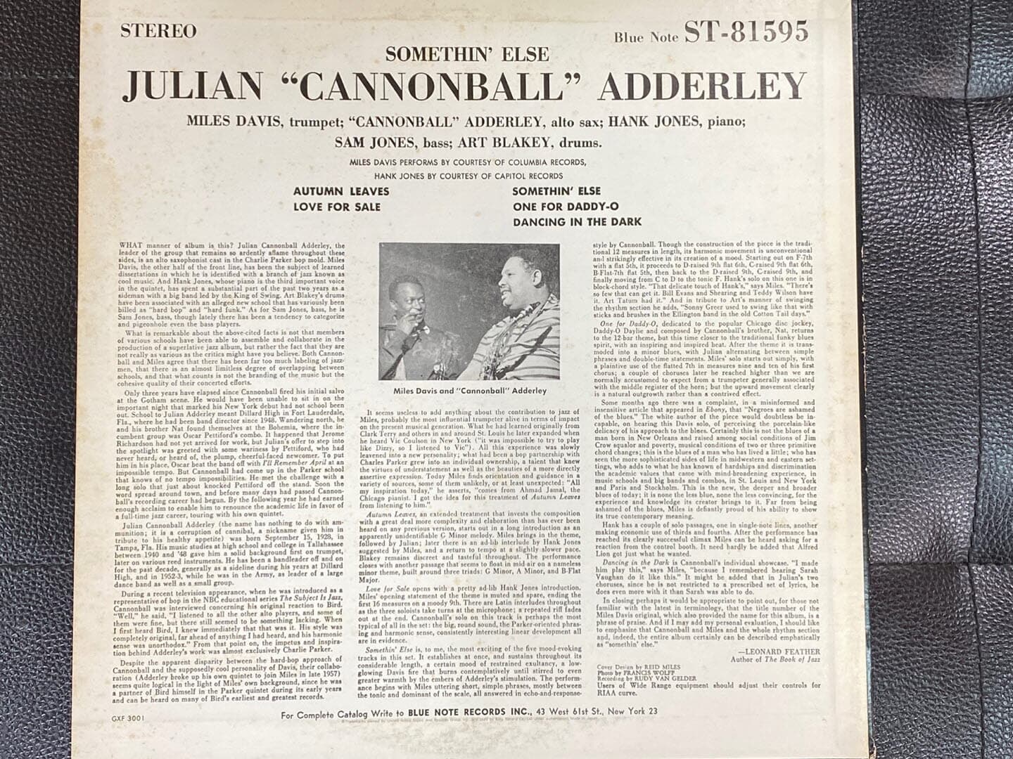 [LP] 캐논볼 애덜리 - Cannonball Adderley - Somethin' Else LP [1977] [일본반]