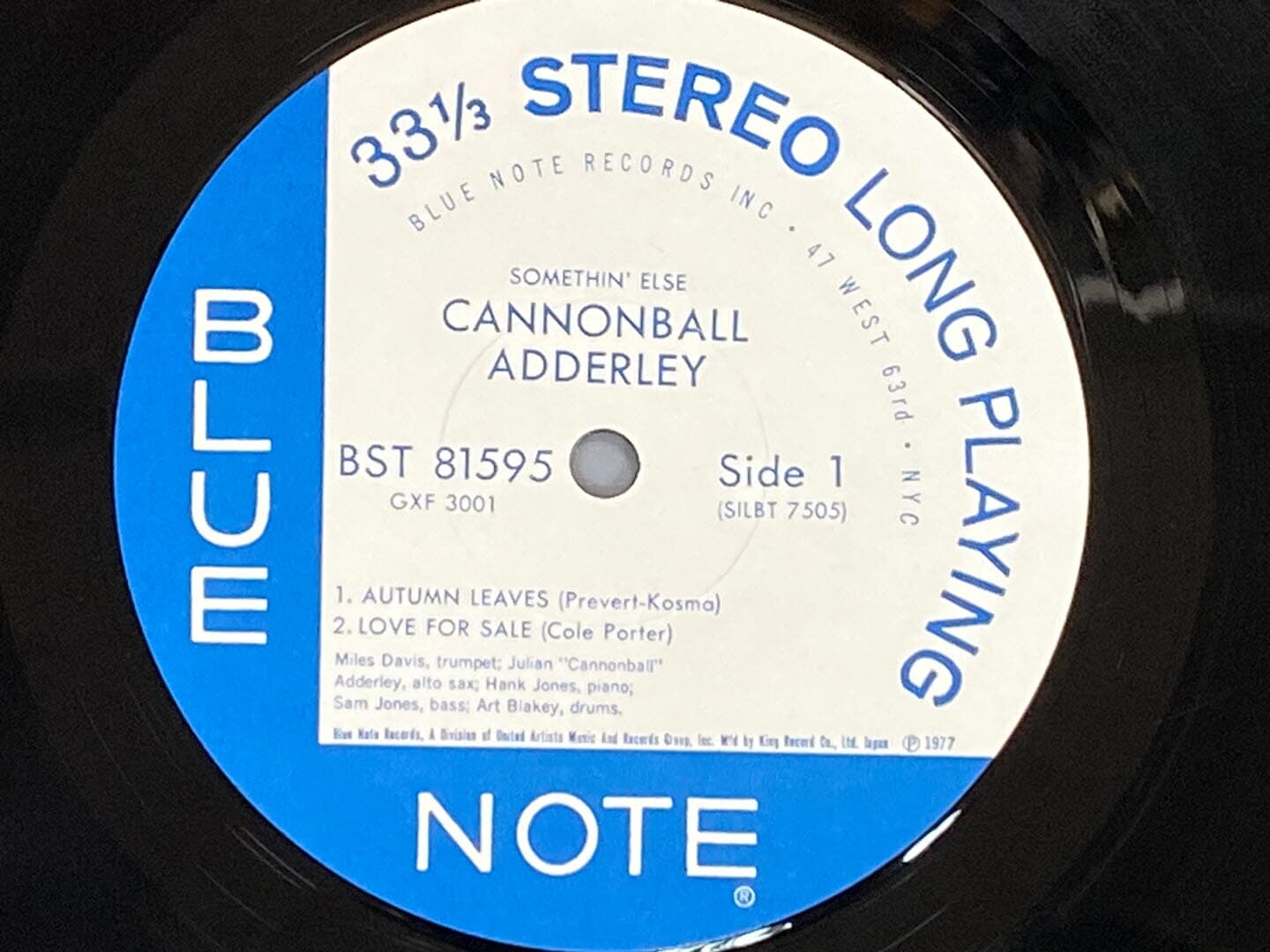 [LP] 캐논볼 애덜리 - Cannonball Adderley - Somethin' Else LP [1977] [일본반]