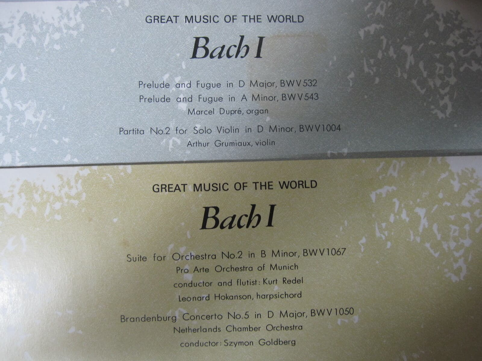 LP(수입) 바흐: 바이올린 파르티타 2번, 브란덴부르크 협주곡 5번 외 - 그루미오/레델/뒤프레 외(Box 2LP)