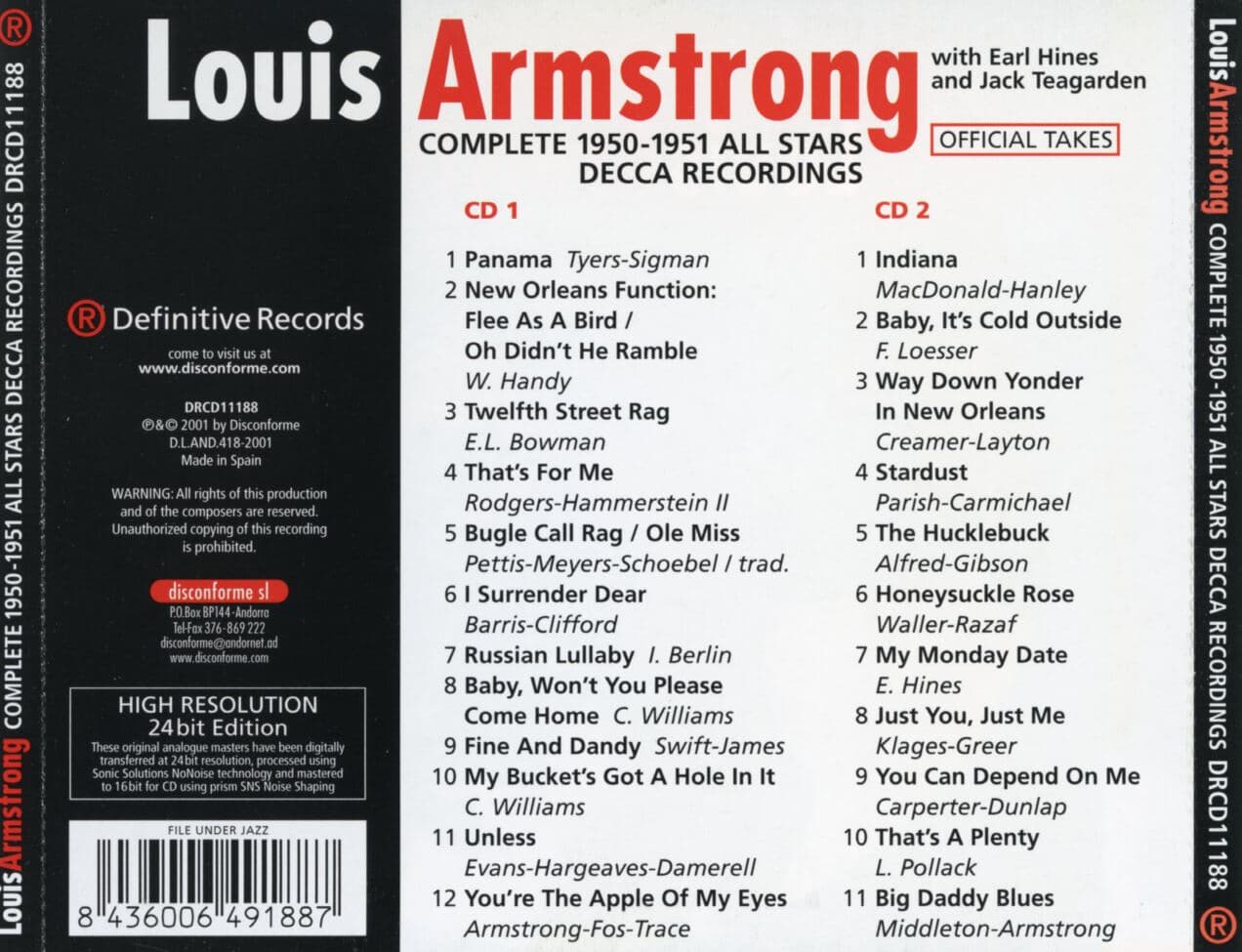 루이 암스트롱 - Louis Armstrong - Complete 1950-1951 All Stars Decca Recordings 2Cds [스폐인발매]