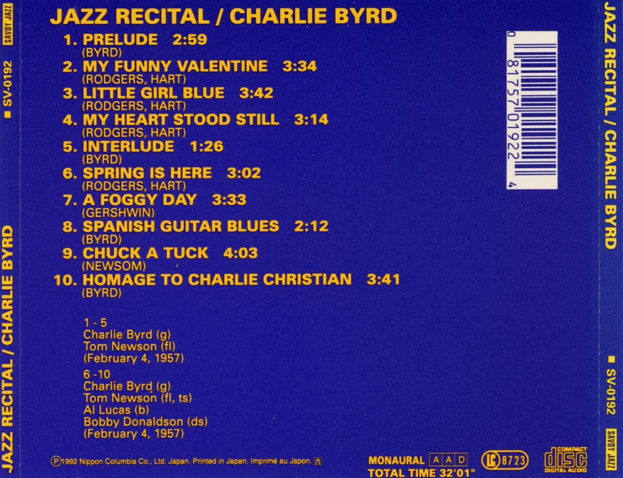 찰리 버드 - Charlie Byrd - Jazz Recital [일본발매]